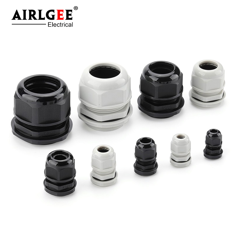 Cable Gland Waterproof - 10Pcs Branco Preto Nylon Plástico Conector
